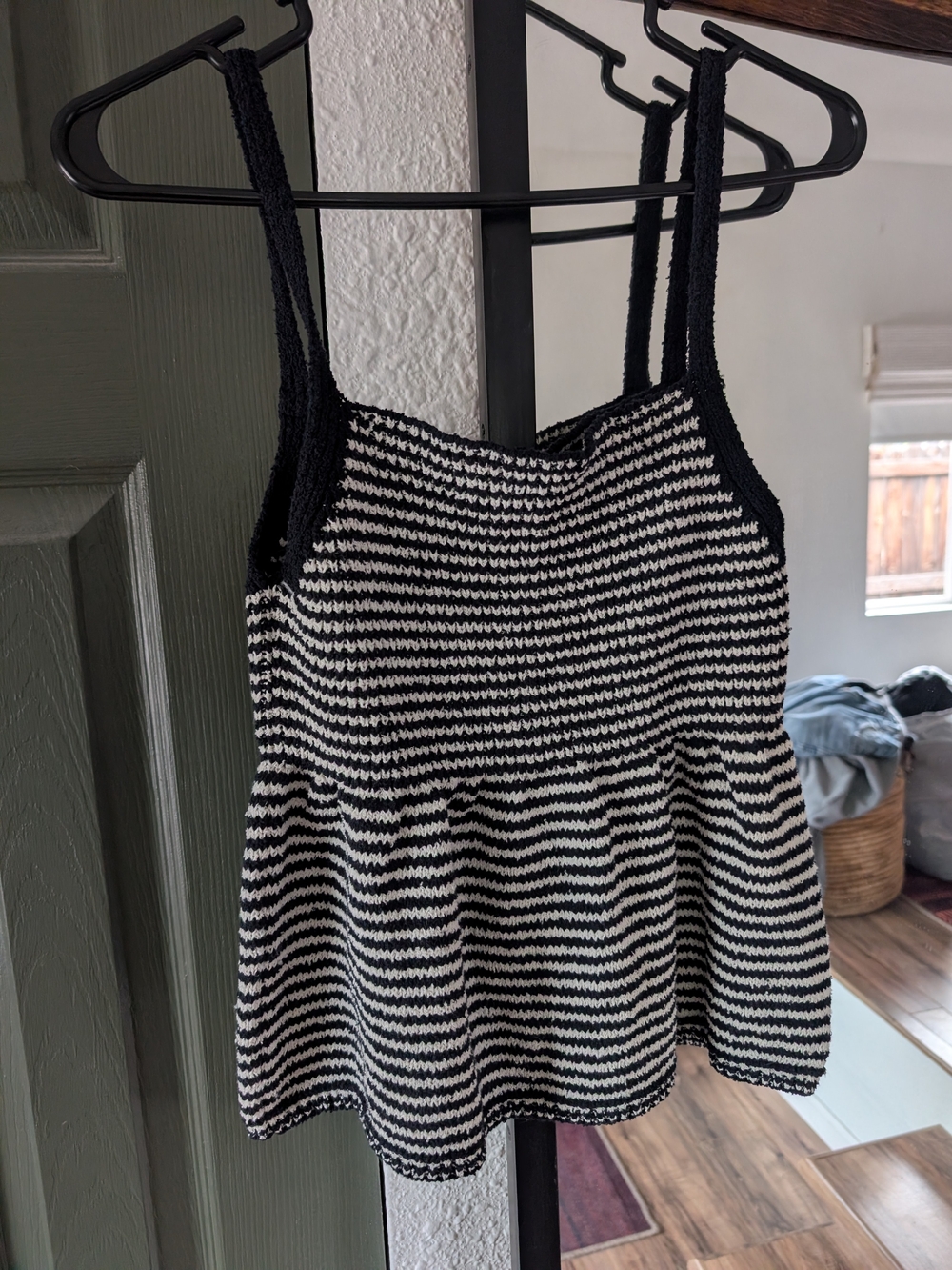 Zara Black and White Striped Knit Camisole